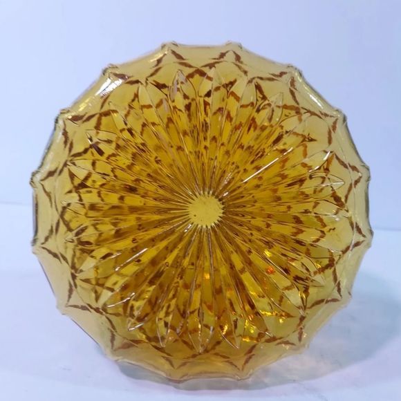 Vintage Amber Carnival Depression Glass Vase With Gold Tone Handle and Spout - Picture 4 of 7